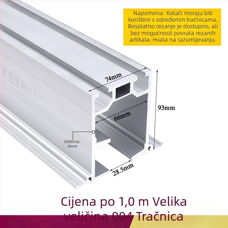 Univerzalna rola za viseća drvena klizna vrata – čvrst tračnički sustav za više-panelne pregrade, nehrđajući čelik, nosivost do 180 kg, marka Ecrew Yigu