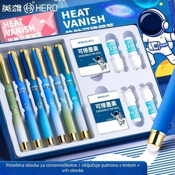 Set izbrisivih pera za osnovnoškolce – metalno kućište, vrh od iridija, za pisanje u trećem razredu