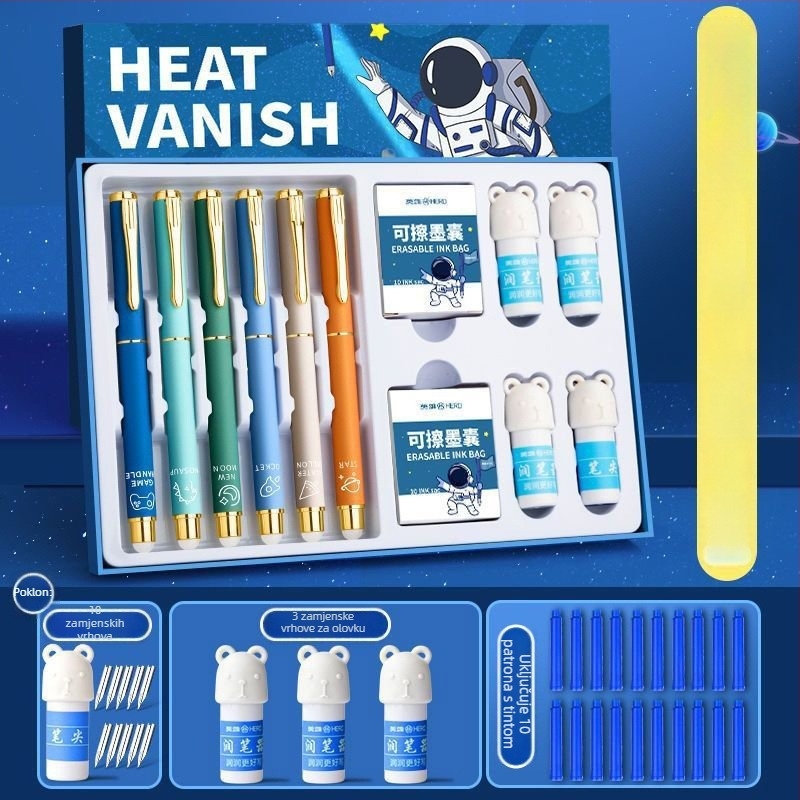 Set izbrisivih pera za osnovnoškolce – metalno kućište, vrh od iridija, za pisanje u trećem razredu