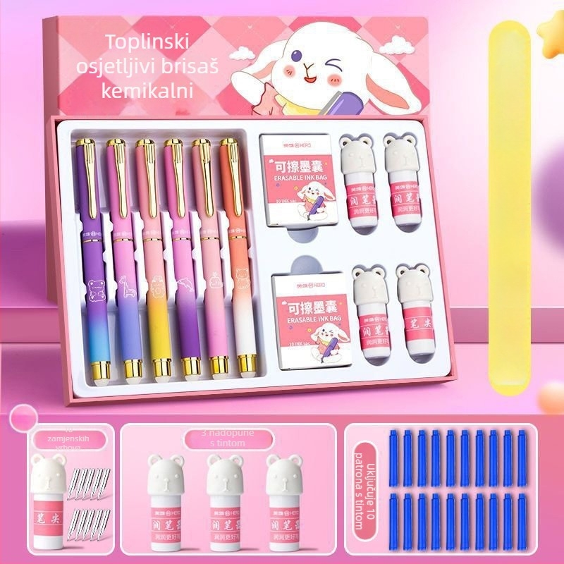 Set izbrisivih pera za osnovnoškolce – metalno kućište, vrh od iridija, za pisanje u trećem razredu