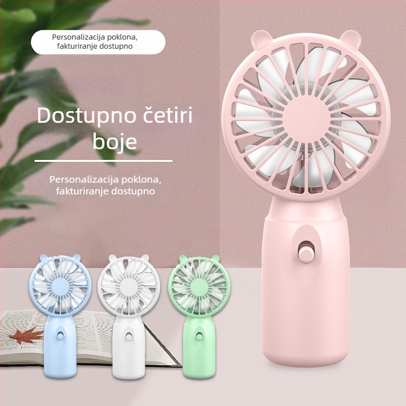 USB ručni ventilator s ugrađenom baterijom, četkasti motor, 6 lopatica, 3 brzine, prilagodba logotipa