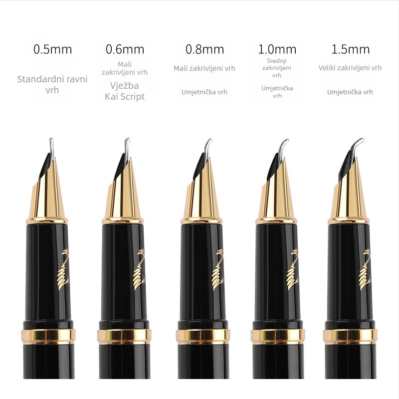 Umetničko pero s savijenim vrhom za kaligrafiju, zlatni nib, sustav patrona, model 01, QS1546511521