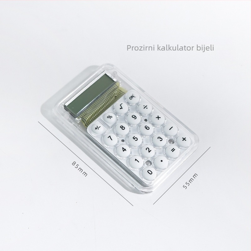 Kompaktni kalkulator s motivom mrkve, tih, namijenjen učenicima osnovne škole, 12-znamenkasti zaslon, napaja AA baterijom.