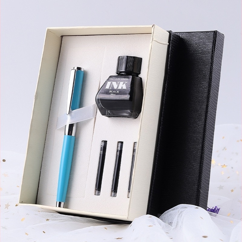 Metalna olovka s glavom zmaja — set za ured, s zamjenjivim kartridžom za mastilo i iridijevim vrhom, u kutiji za poklon