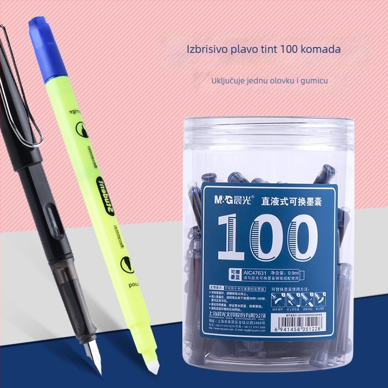 Morning Light vrećice s tintom za pero, paket od 200 kom., zamjenjive vrećice, izbrisivo, za učenike osnovne škole