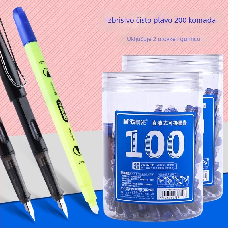 Morning Light vrećice s tintom za pero, paket od 200 kom., zamjenjive vrećice, izbrisivo, za učenike osnovne škole