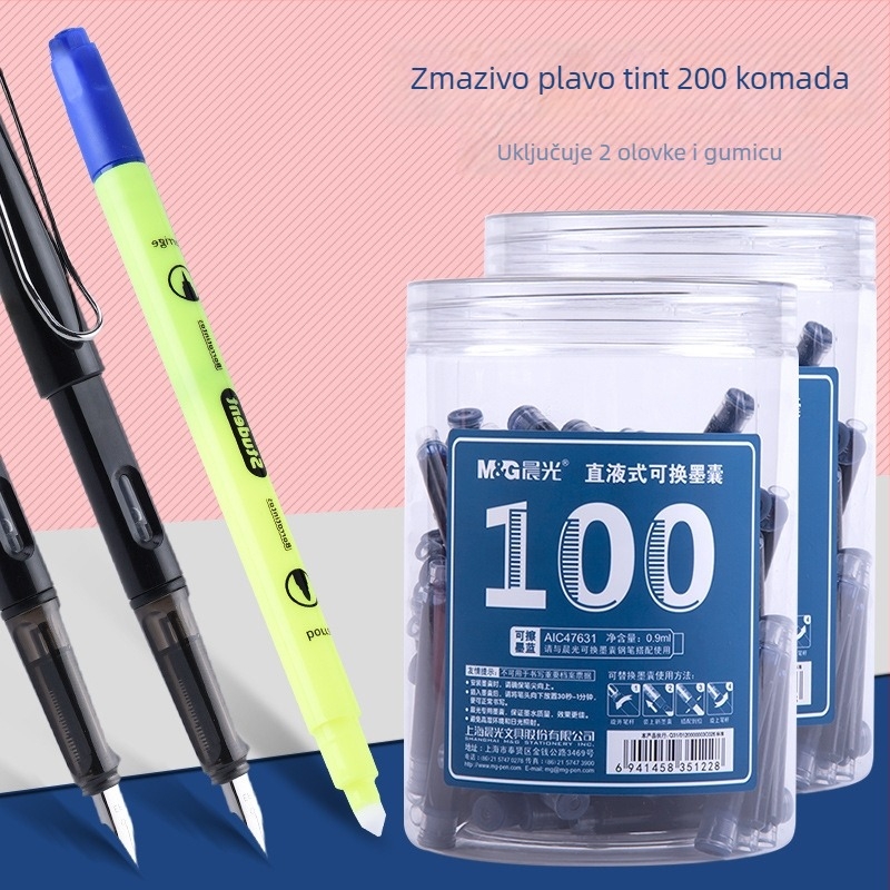 Morning Light vrećice s tintom za pero, paket od 200 kom., zamjenjive vrećice, izbrisivo, za učenike osnovne škole
