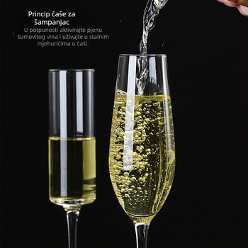 Set čaša za šampanjac od kristalnog stakla, jednostavan stil, kapacitet 1000 ml ili više, 1 komad