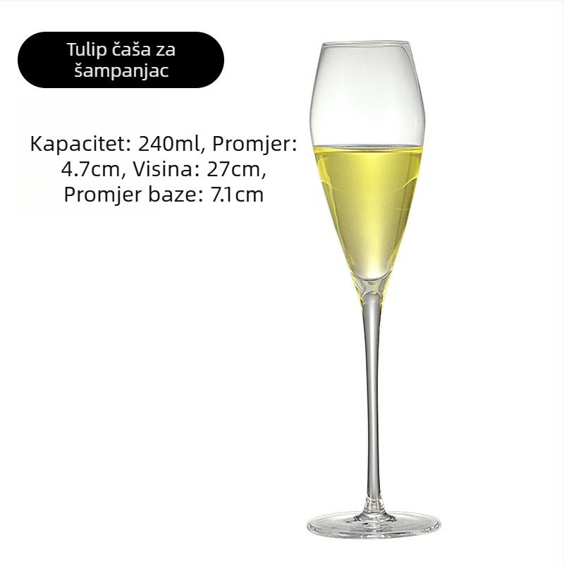 Set čaša za šampanjac od kristalnog stakla, jednostavan stil, kapacitet 1000 ml ili više, 1 komad