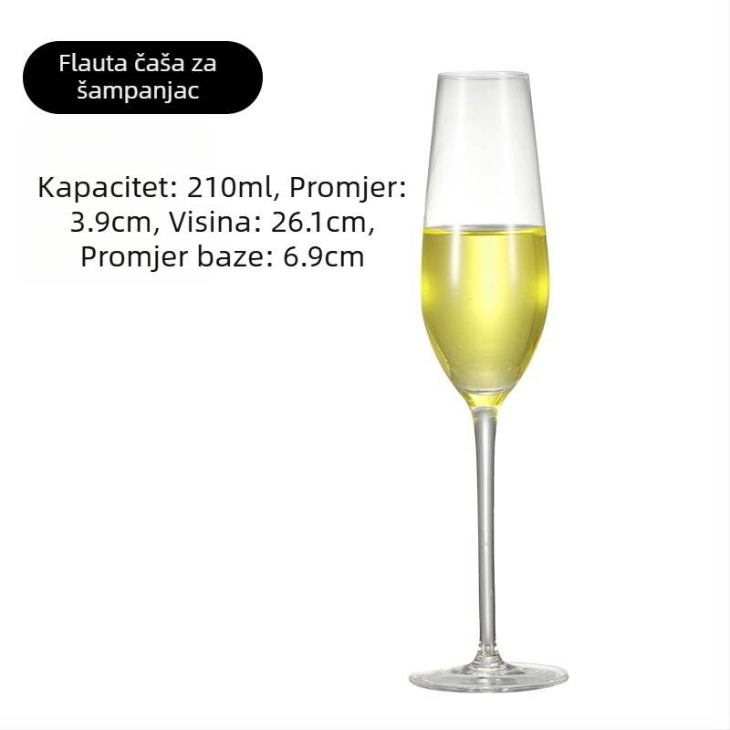 Set čaša za šampanjac od kristalnog stakla, jednostavan stil, kapacitet 1000 ml ili više, 1 komad