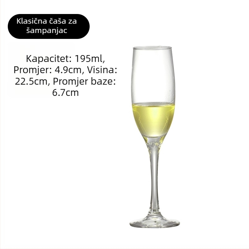 Set čaša za šampanjac od kristalnog stakla, jednostavan stil, kapacitet 1000 ml ili više, 1 komad