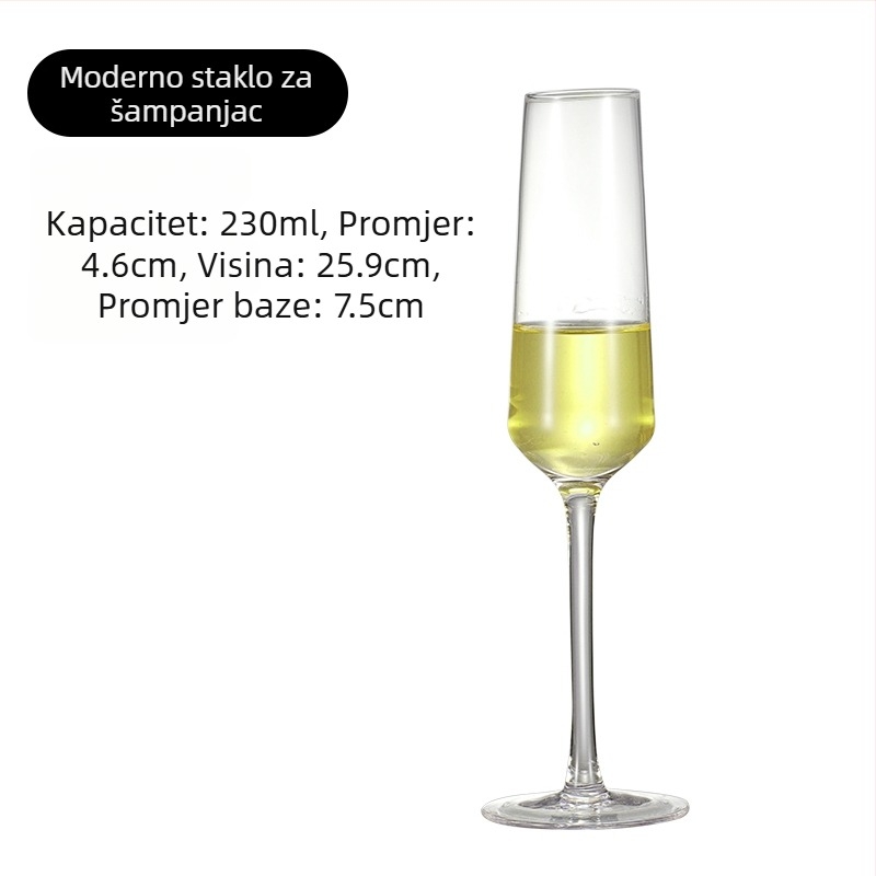 Set čaša za šampanjac od kristalnog stakla, jednostavan stil, kapacitet 1000 ml ili više, 1 komad