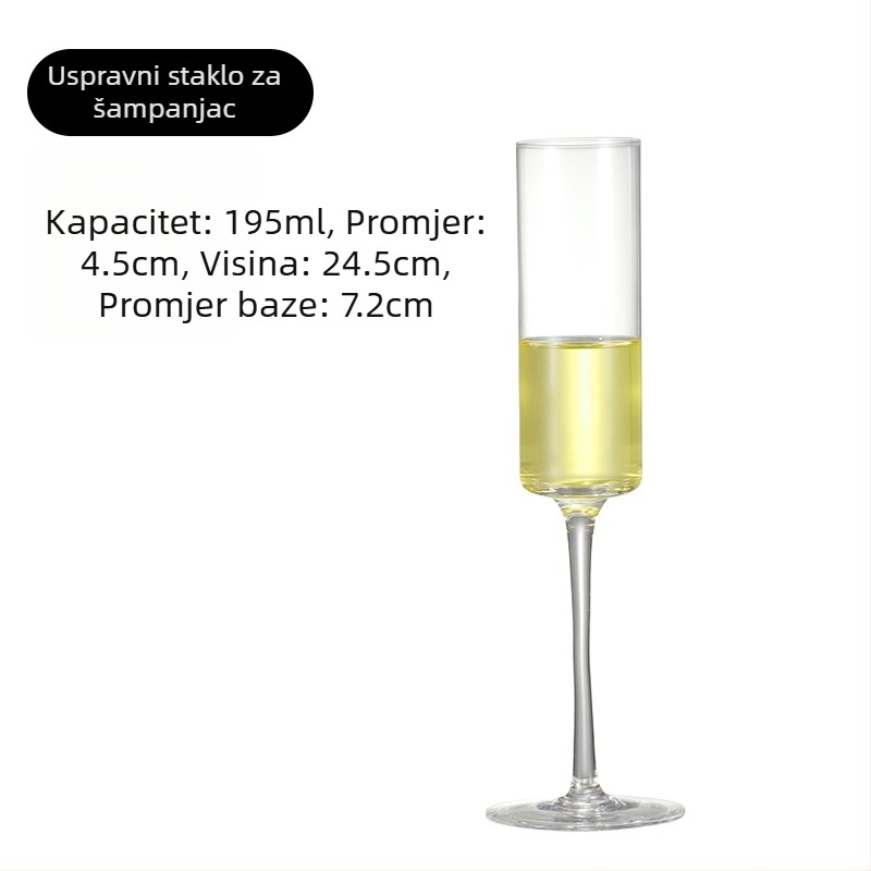 Set čaša za šampanjac od kristalnog stakla, jednostavan stil, kapacitet 1000 ml ili više, 1 komad