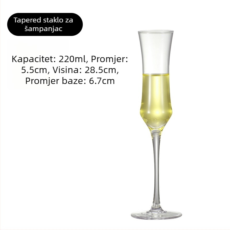 Set čaša za šampanjac od kristalnog stakla, jednostavan stil, kapacitet 1000 ml ili više, 1 komad
