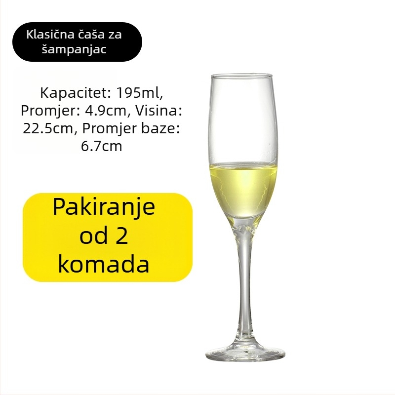 Set čaša za šampanjac od kristalnog stakla, jednostavan stil, kapacitet 1000 ml ili više, 1 komad