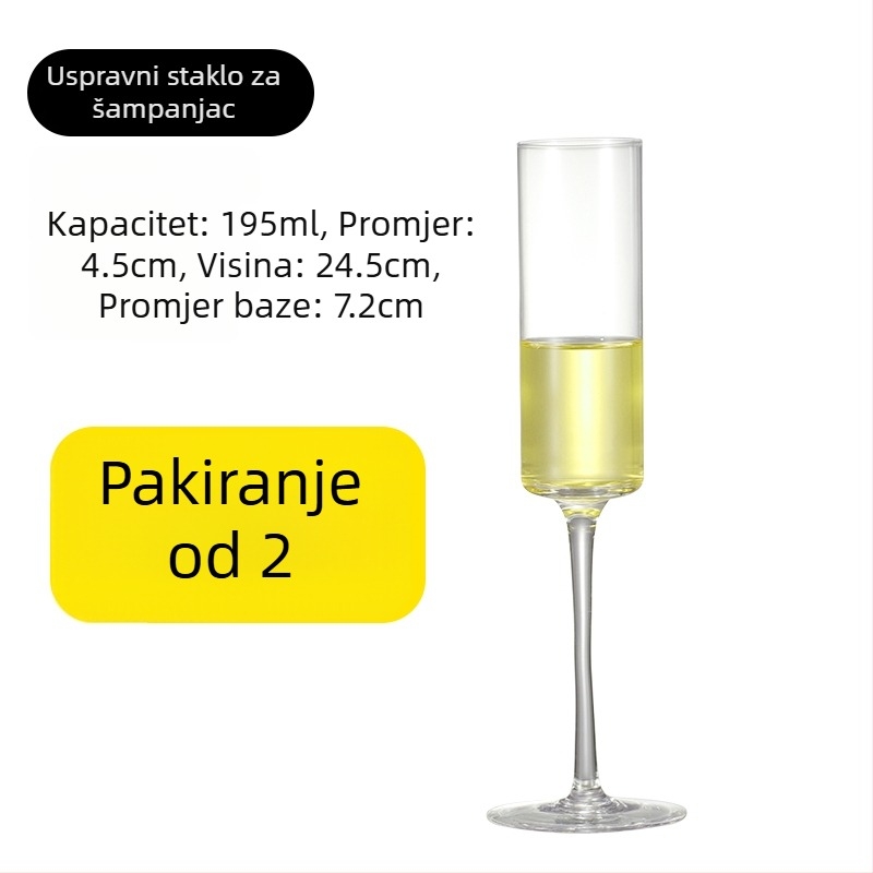 Set čaša za šampanjac od kristalnog stakla, jednostavan stil, kapacitet 1000 ml ili više, 1 komad