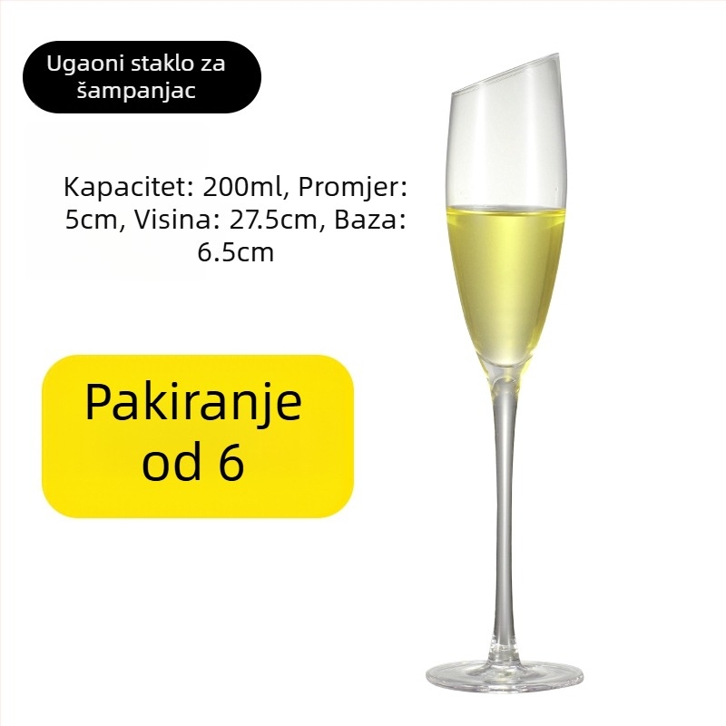 Set čaša za šampanjac od kristalnog stakla, jednostavan stil, kapacitet 1000 ml ili više, 1 komad