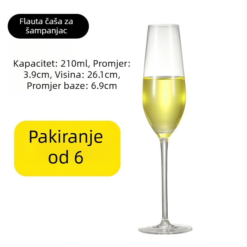 Set čaša za šampanjac od kristalnog stakla, jednostavan stil, kapacitet 1000 ml ili više, 1 komad