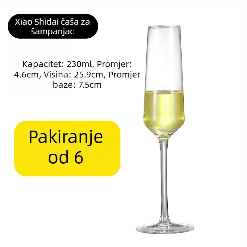 Set čaša za šampanjac od kristalnog stakla, jednostavan stil, kapacitet 1000 ml ili više, 1 komad