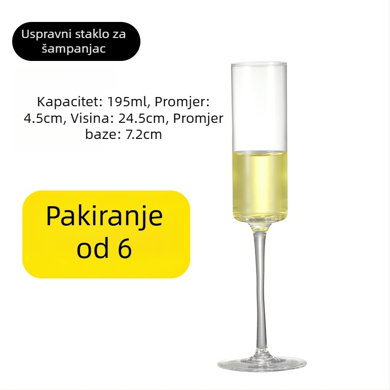 Set čaša za šampanjac od kristalnog stakla, jednostavan stil, kapacitet 1000 ml ili više, 1 komad