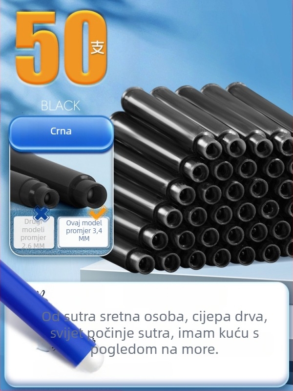 Toplinska izbrisiva patrona za pero, plava tinta, universalno za treći razred
