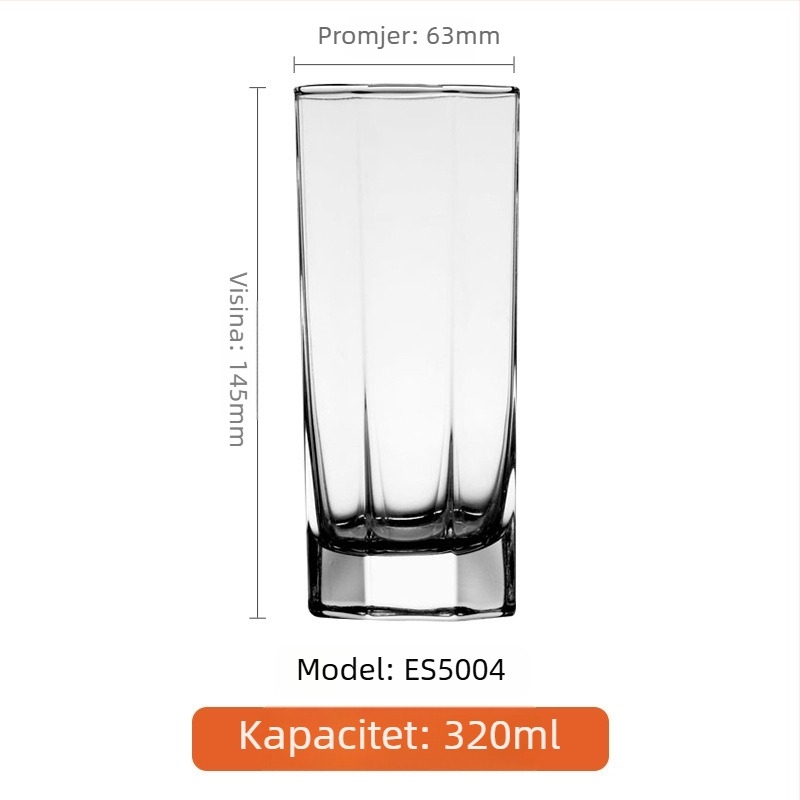 Staklena čaša za viski s tiskanim logom, moderan minimalistički stil, pakiranje u šarenoj kutiji