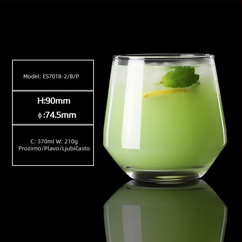 Staklena čaša za viski s tiskanim logom, moderan minimalistički stil, pakiranje u šarenoj kutiji