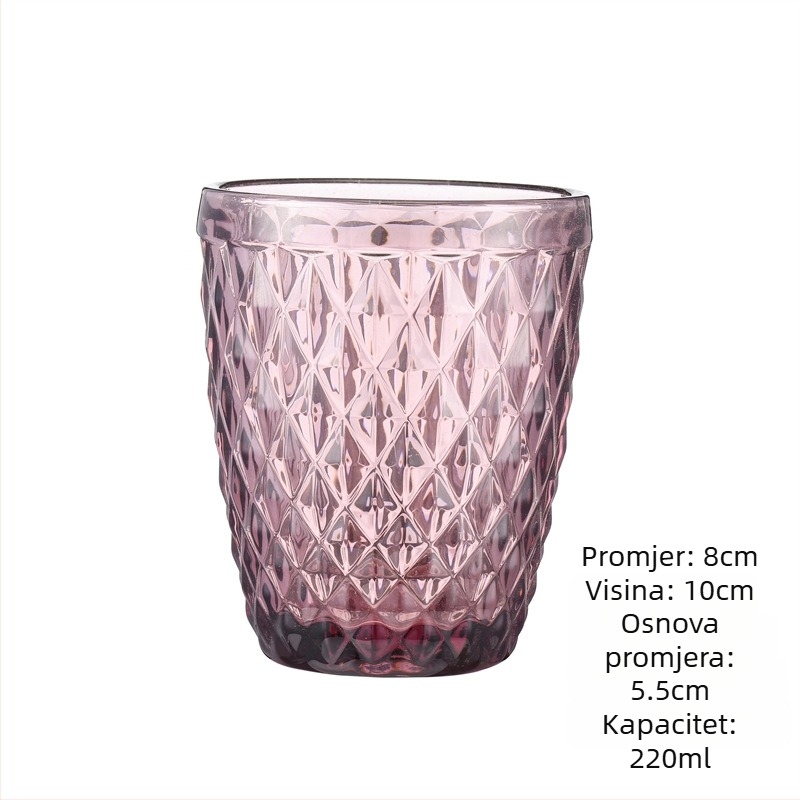 Staklena čaša za vodu i napitke, retro stil bez ručke i poklopca, sodalime staklo, volumen 201–300 ml