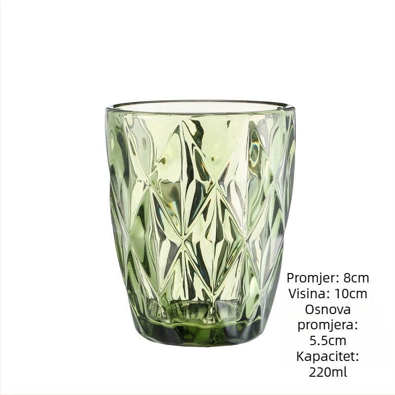 Staklena čaša za vodu i napitke, retro stil bez ručke i poklopca, sodalime staklo, volumen 201–300 ml