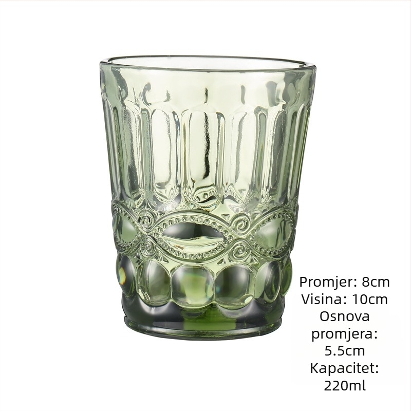 Staklena čaša za vodu i napitke, retro stil bez ručke i poklopca, sodalime staklo, volumen 201–300 ml