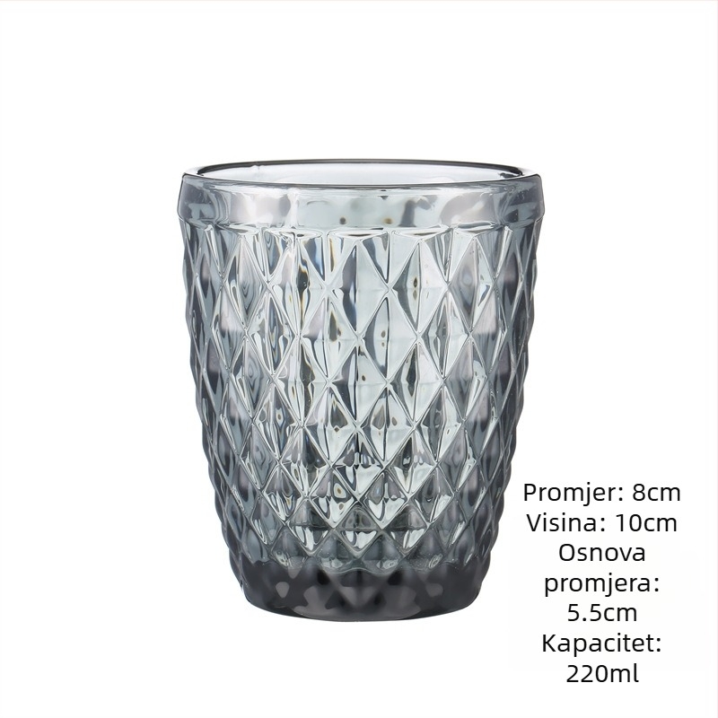 Staklena čaša za vodu i napitke, retro stil bez ručke i poklopca, sodalime staklo, volumen 201–300 ml
