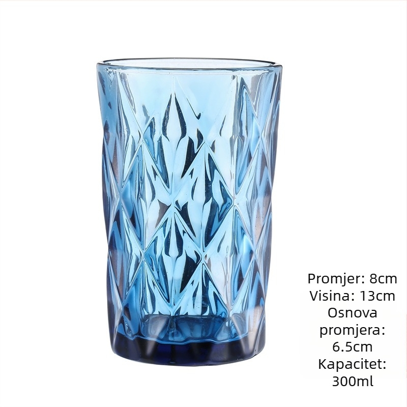 Staklena čaša za vodu i napitke, retro stil bez ručke i poklopca, sodalime staklo, volumen 201–300 ml