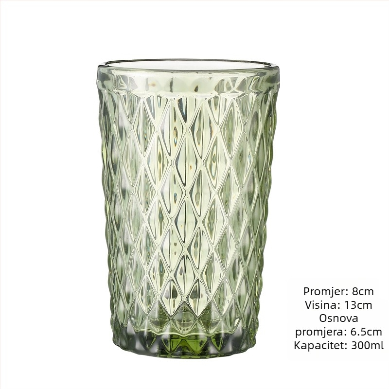 Staklena čaša za vodu i napitke, retro stil bez ručke i poklopca, sodalime staklo, volumen 201–300 ml