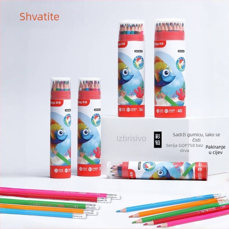 Vodootopne kolor olovke set sa šestouglatim grafitnim olovkama, drvenim kućištem i metalnom kutijom, 2B grafit, za crtanje i bojanje, poklon kutija