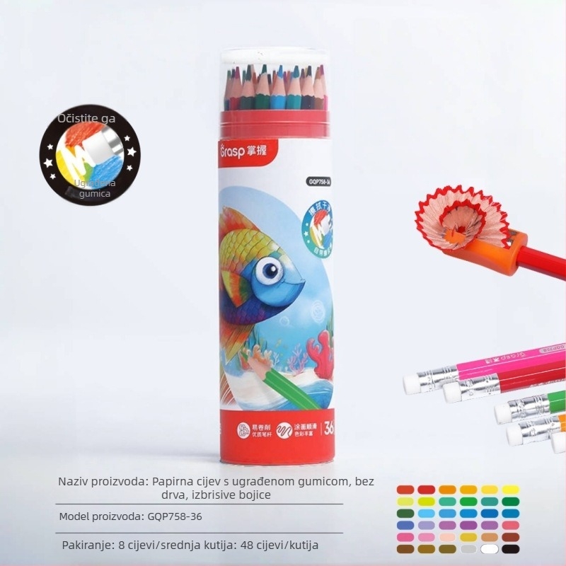 Vodootopne kolor olovke set sa šestouglatim grafitnim olovkama, drvenim kućištem i metalnom kutijom, 2B grafit, za crtanje i bojanje, poklon kutija