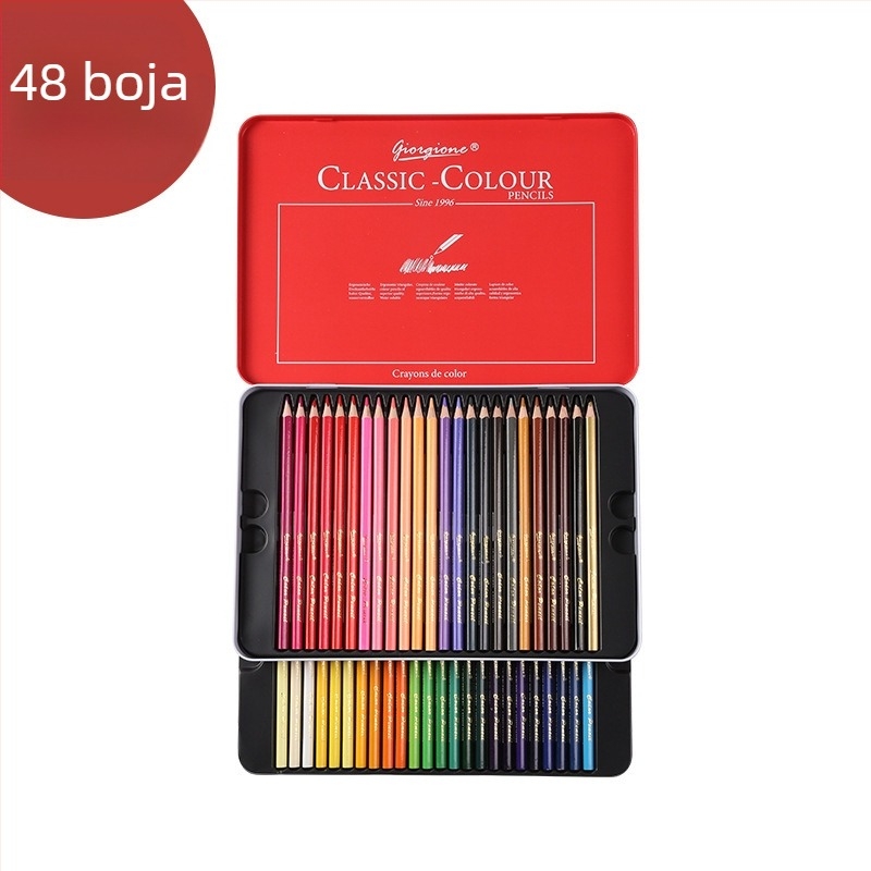 Vodootopne kolor olovke set sa šestouglatim grafitnim olovkama, drvenim kućištem i metalnom kutijom, 2B grafit, za crtanje i bojanje, poklon kutija