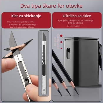 Deli set olovaka za skiciranje za početnike s plastičnim kućištem, mekane, srednje tvrde ugljene olovke za studente