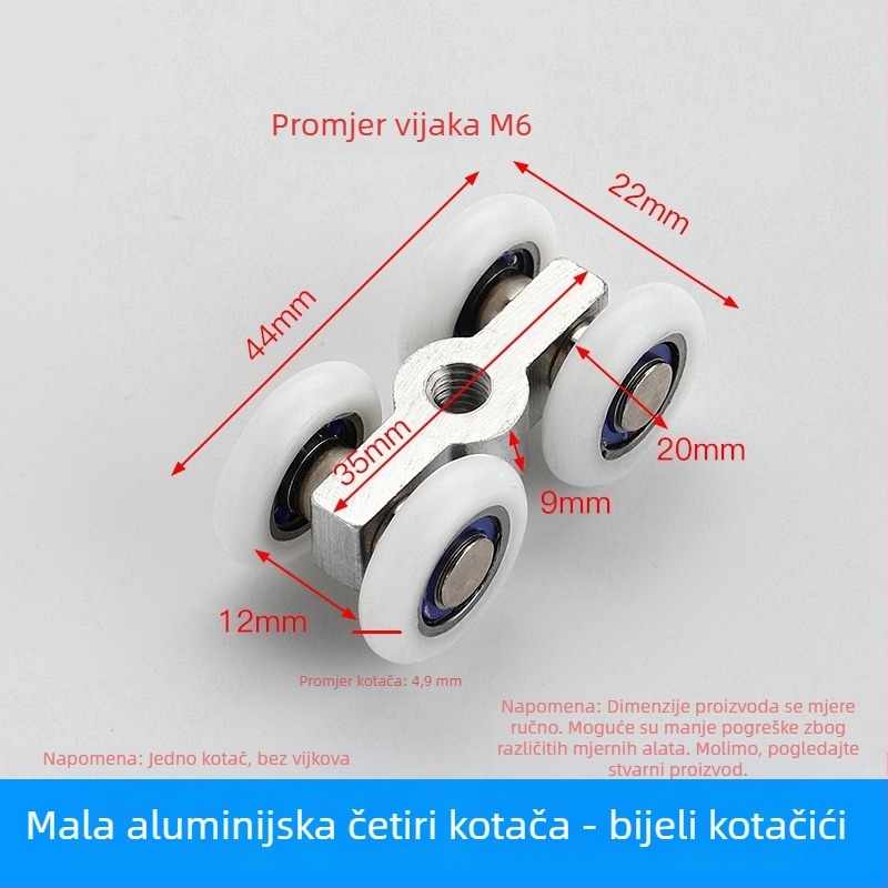 Kupaonica klizna vrata – klizna staklena vrata s proširenim čeličnim kotačićem, hardver za pregradnu djelatnost (Opseg primjene: Ostalo; Marka: Ostalo)