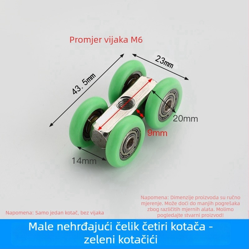 Kupaonica klizna vrata – klizna staklena vrata s proširenim čeličnim kotačićem, hardver za pregradnu djelatnost (Opseg primjene: Ostalo; Marka: Ostalo)
