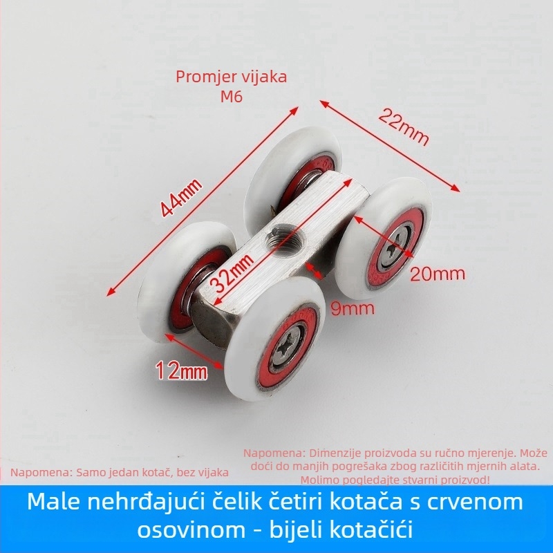Kupaonica klizna vrata – klizna staklena vrata s proširenim čeličnim kotačićem, hardver za pregradnu djelatnost (Opseg primjene: Ostalo; Marka: Ostalo)