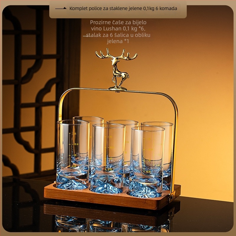 Set čašica za liker za kućnu uporabu — staklo, kineski stil, papirnata kutija, izdanje ljeto 2021, vrhunska kvaliteta