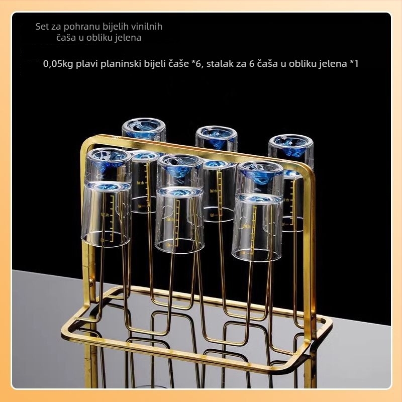 Set čašica za liker za kućnu uporabu — staklo, kineski stil, papirnata kutija, izdanje ljeto 2021, vrhunska kvaliteta