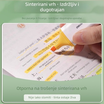 Deli highlight marker za učenike – 12 komada, kosi vrh, plastično kućište, model Dl-ygb-04620, neizbrisiv