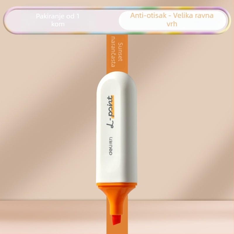 Deli highlight marker za učenike – 12 komada, kosi vrh, plastično kućište, model Dl-ygb-04620, neizbrisiv