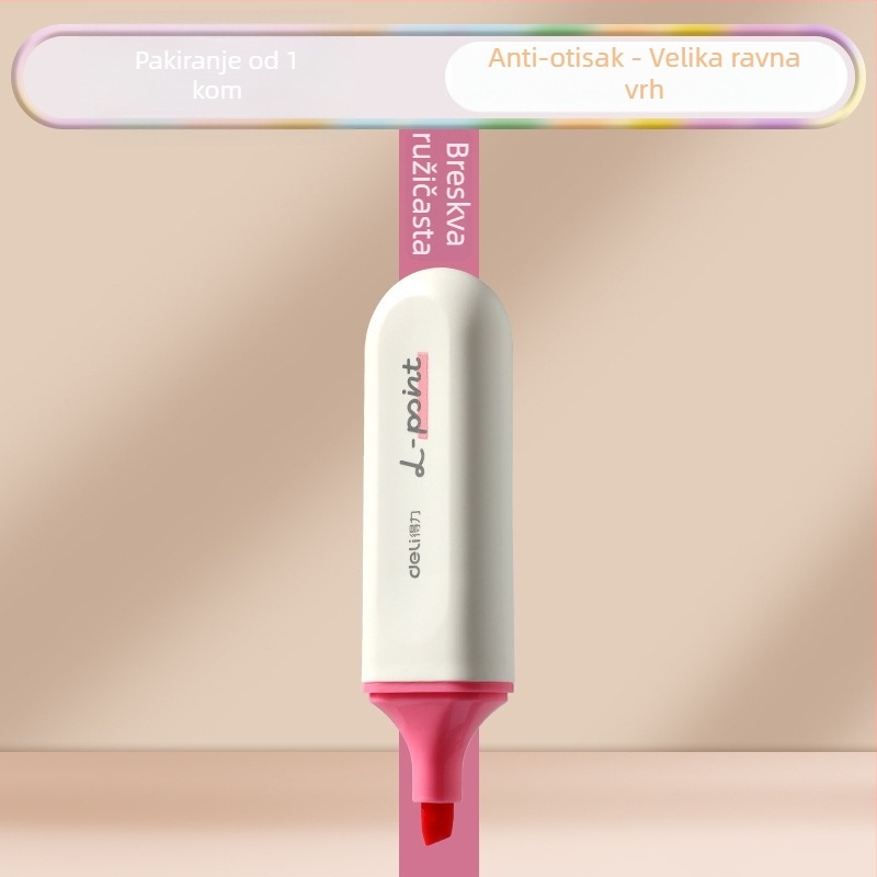 Deli highlight marker za učenike – 12 komada, kosi vrh, plastično kućište, model Dl-ygb-04620, neizbrisiv