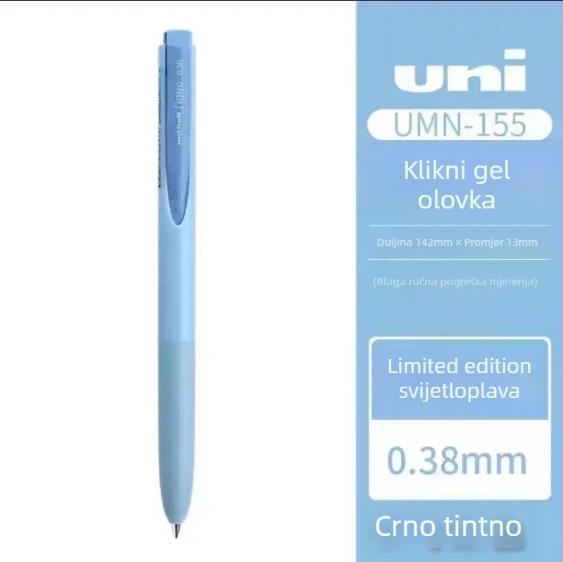 Gel olovka Uni Mitsubishi UMN-155, tinta na bazi vode, 0,38 mm vrh, neizbrisivo