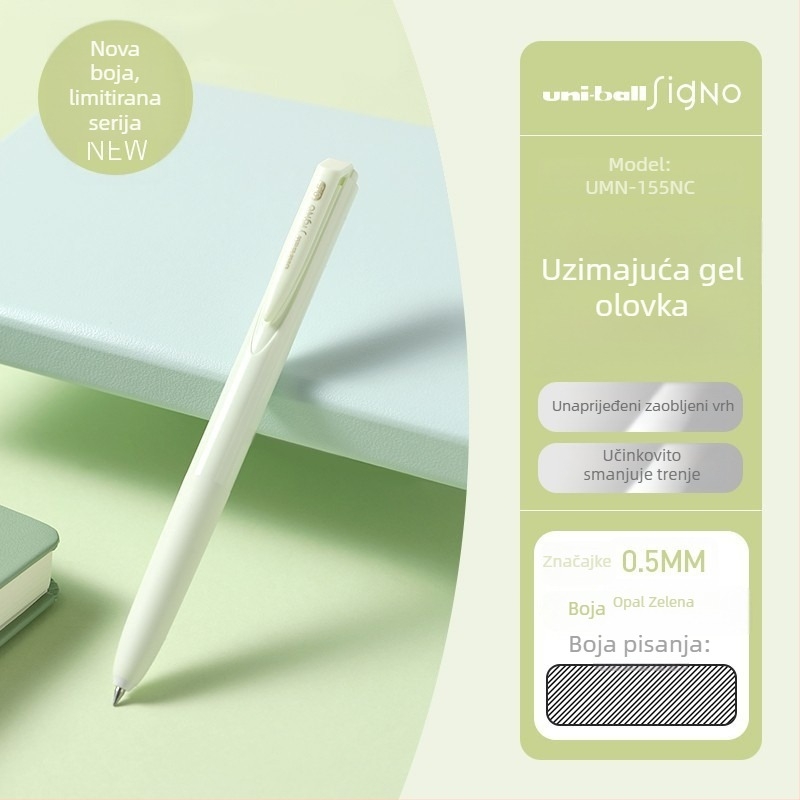 Gel olovka Uni Mitsubishi UMN-155, tinta na bazi vode, 0,38 mm vrh, neizbrisivo