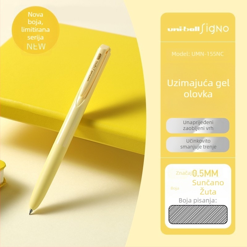 Gel olovka Uni Mitsubishi UMN-155, tinta na bazi vode, 0,38 mm vrh, neizbrisivo