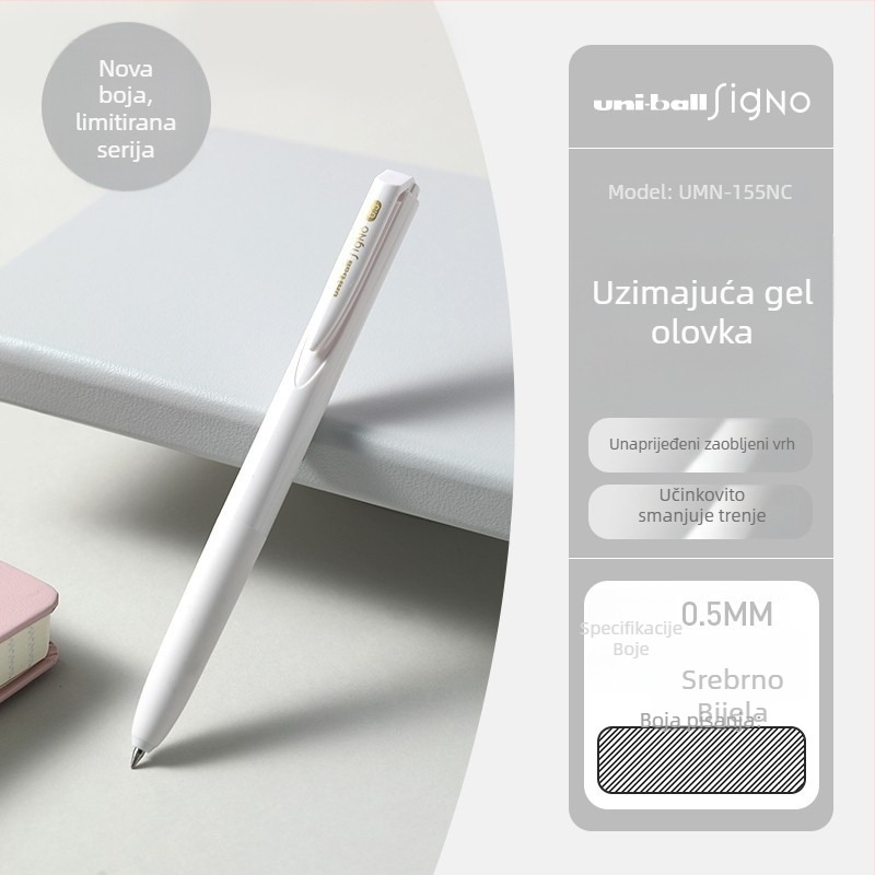 Gel olovka Uni Mitsubishi UMN-155, tinta na bazi vode, 0,38 mm vrh, neizbrisivo