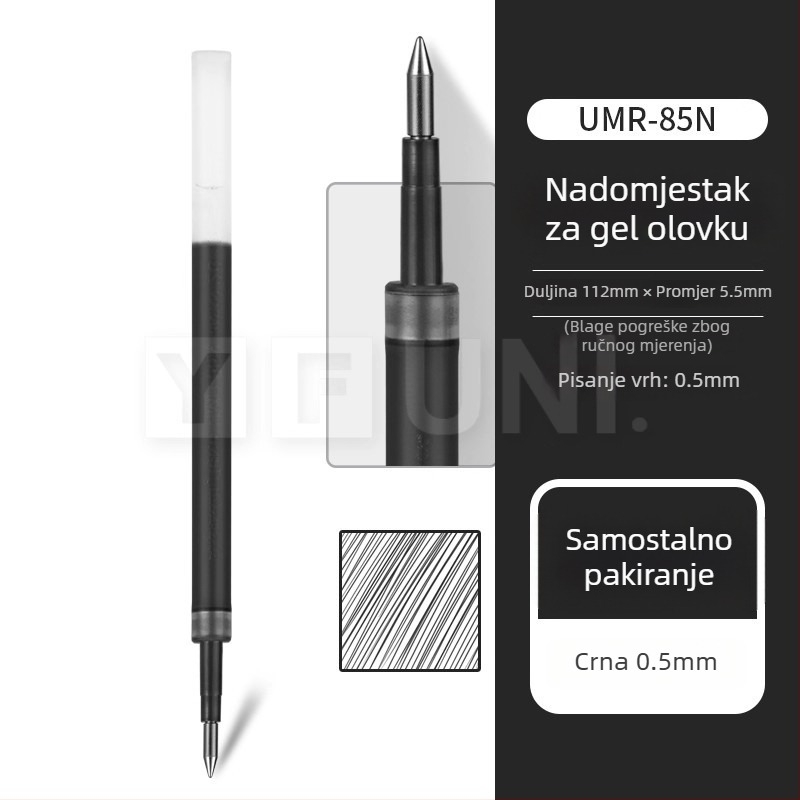 Gel olovka Uni Mitsubishi UMN-155, tinta na bazi vode, 0,38 mm vrh, neizbrisivo